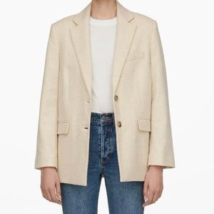 💛 ANINE BING Sonora Blazer in Buttercream Houndstooth NWOT